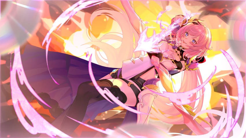 elysia (honkai and 1 more) drawn by stray_(fengjun)