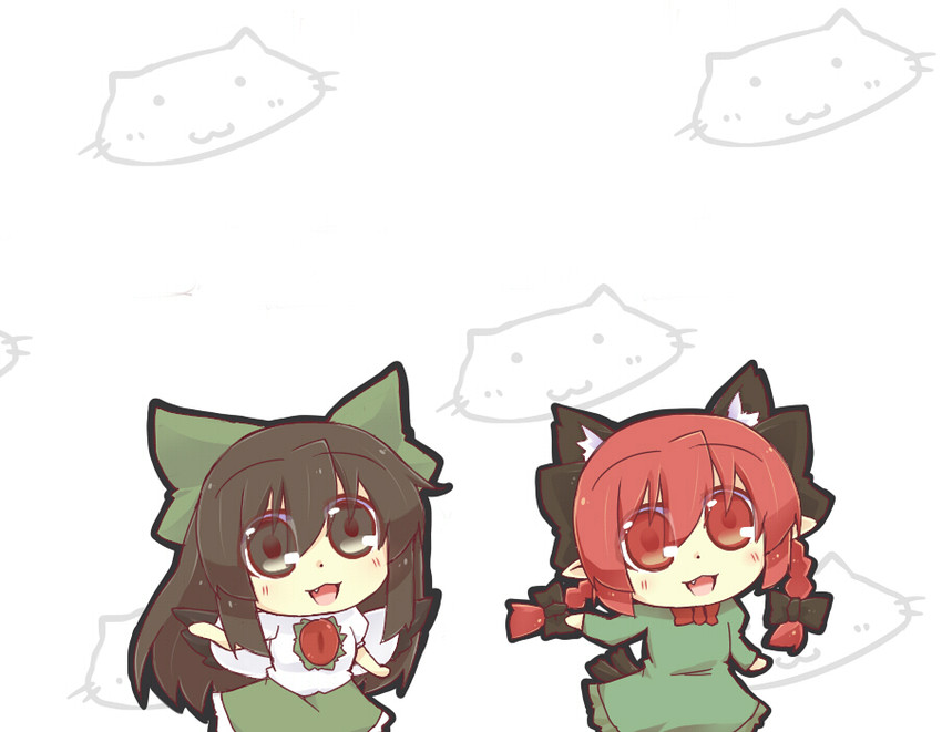 kaenbyou rin and reiuji utsuho (touhou) drawn by hazuki_ruu