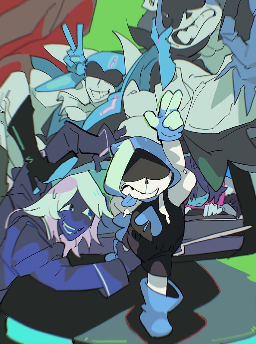 kris, lancer, rouxls kaard, queen, and king (deltarune) drawn by yaksa_del