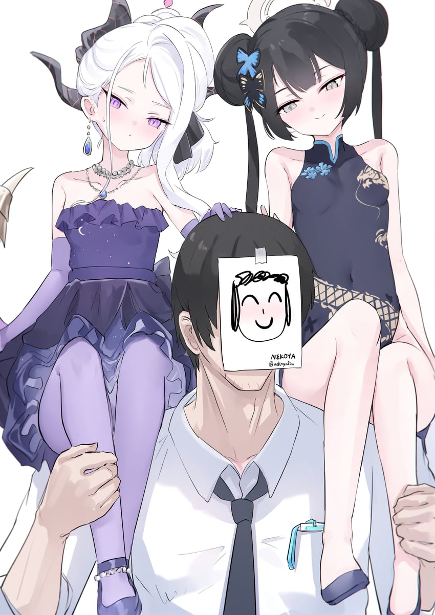 sensei, doodle sensei, hina, and kisaki (blue archive) drawn by nekoya_(liu)