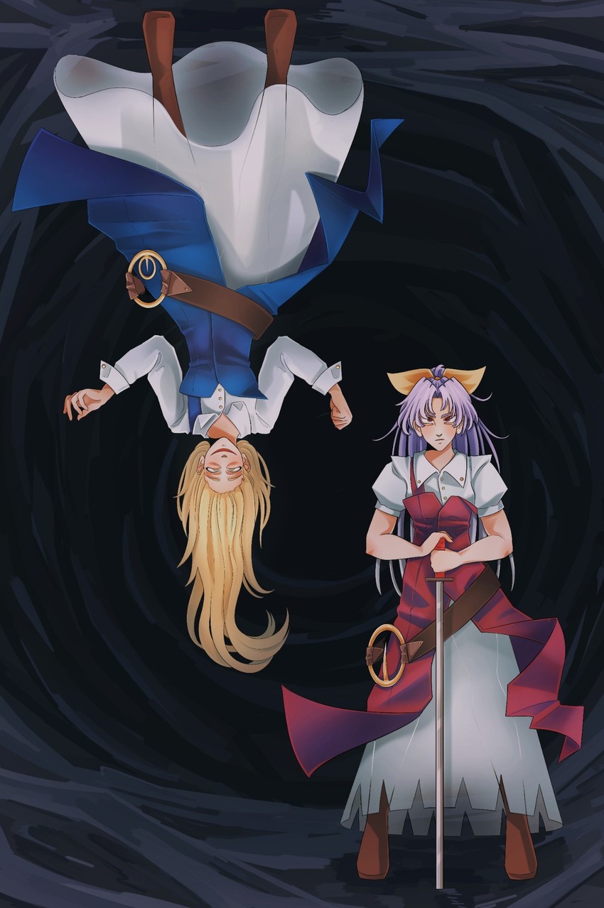 watatsuki no yorihime and watatsuki no toyohime (touhou and 1 more) drawn by lunaticlunarian
