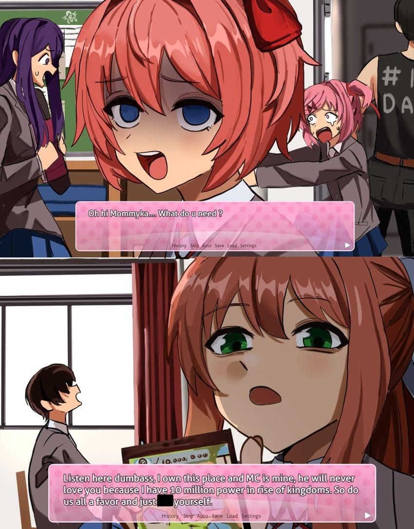 monika, natsuki, yuri, sayori, and protagonist (doki doki literature club and 1 more) drawn by mykokampfwagen
