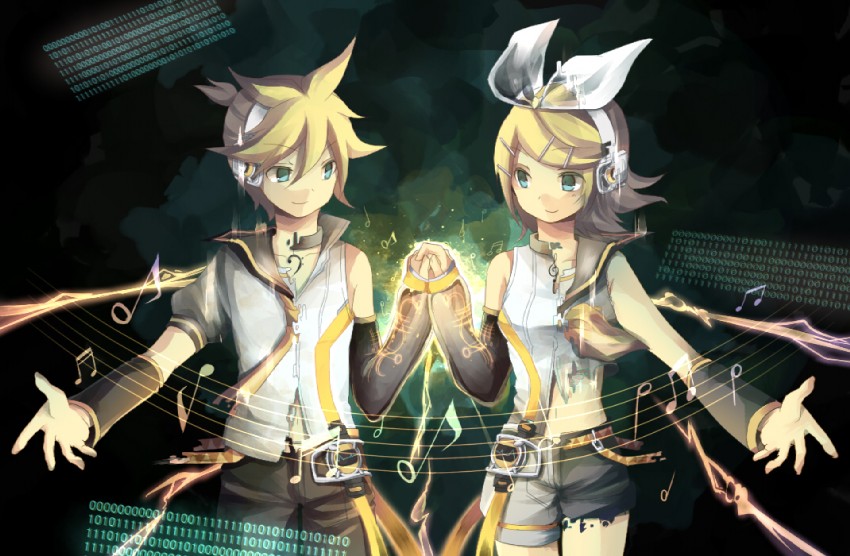 kagamine rin and kagamine len (vocaloid) drawn by aki-t