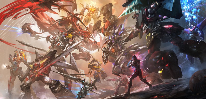 ultraman, gurren-lagann, gridman, shin getter-1, swordfish ii, and 10 more (tengen toppa gurren lagann and 16 more) drawn by stu_dts