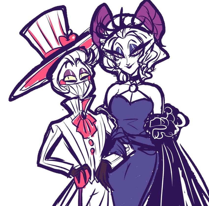 lucifer morningstar and lilith (hazbin hotel) drawn by hinsou_(midorinoakuma)