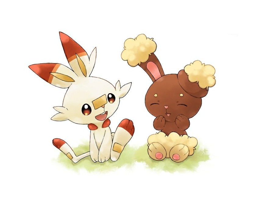 scorbunny and buneary (pokemon) drawn by minamo_(pixiv17726065)