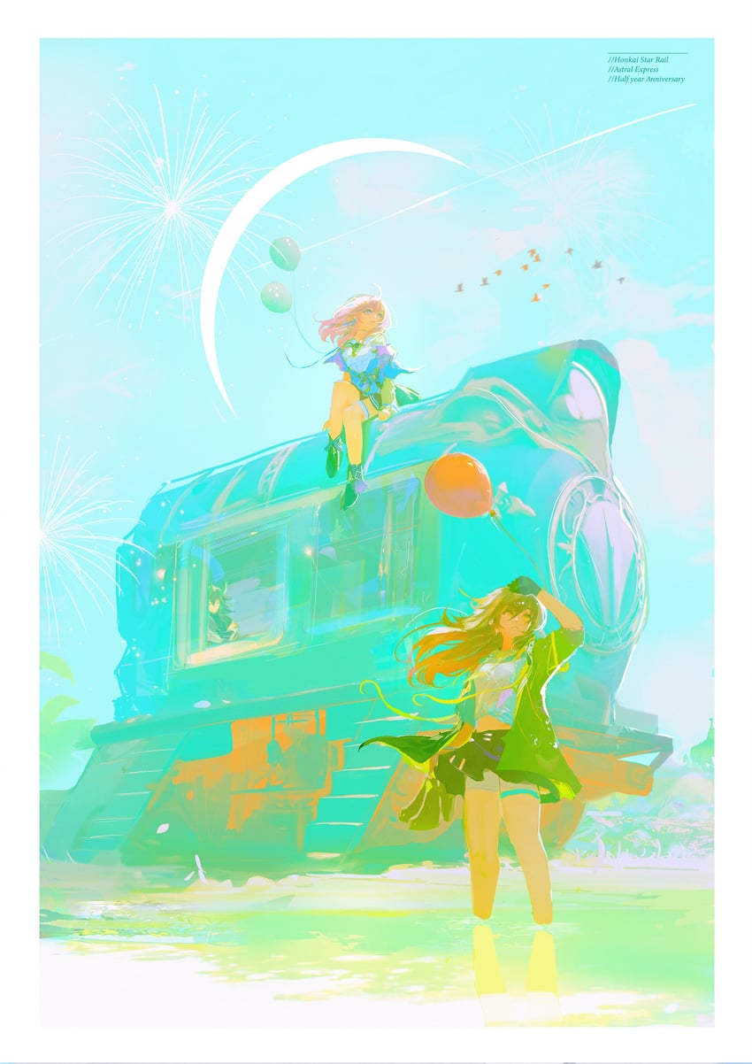 trailblazer, stelle, and march 7th (honkai and 1 more) drawn by dio_knarf