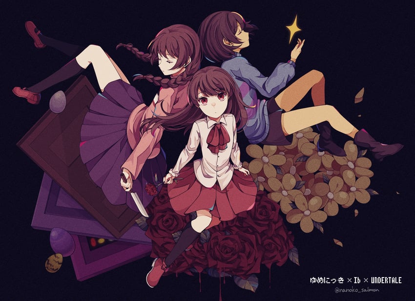 frisk, madotsuki, and ib (undertale and 2 more) drawn by nanoko