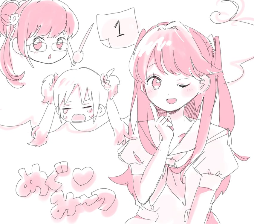 fujishima megumi, otomune kozue, and osawa rurino (love live! and 1 more) drawn by momoi_shigeki