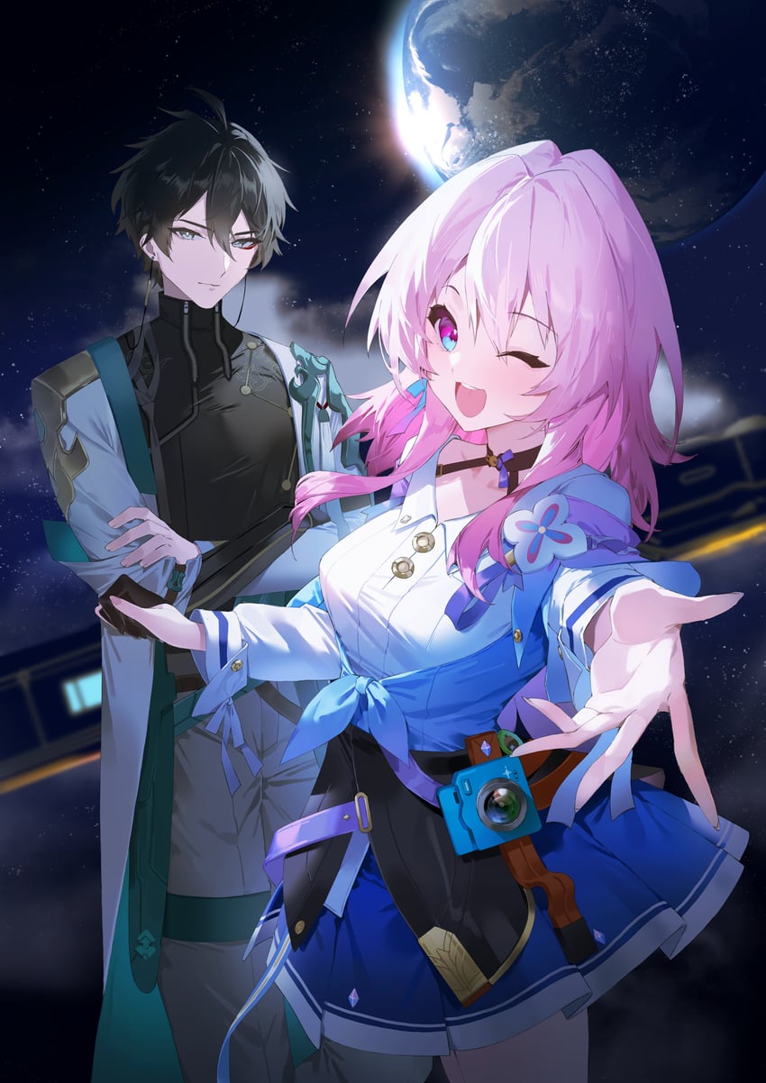 march 7th and dan heng (honkai and 1 more) drawn by ichibi