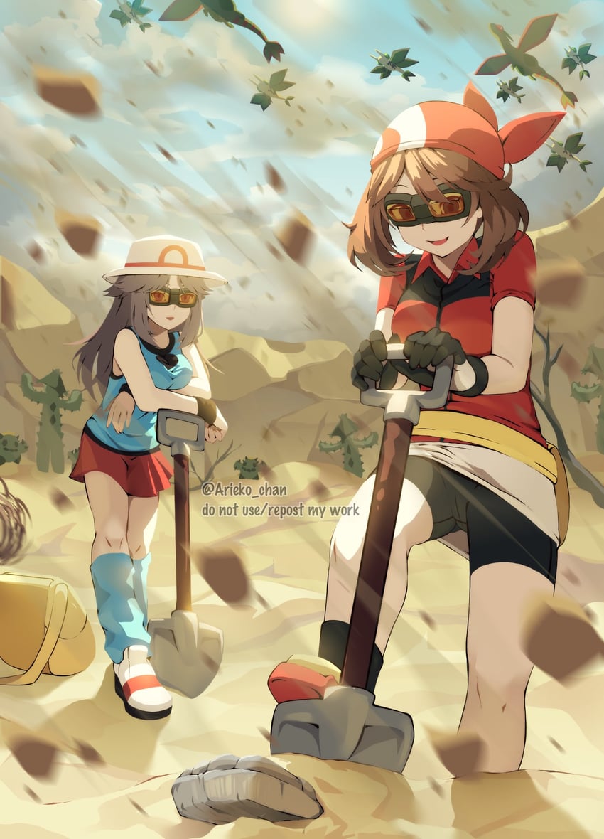 may, leaf, flygon, sabotender, cacnea, and 2 more (pokemon and 2 more) drawn by ariekochan