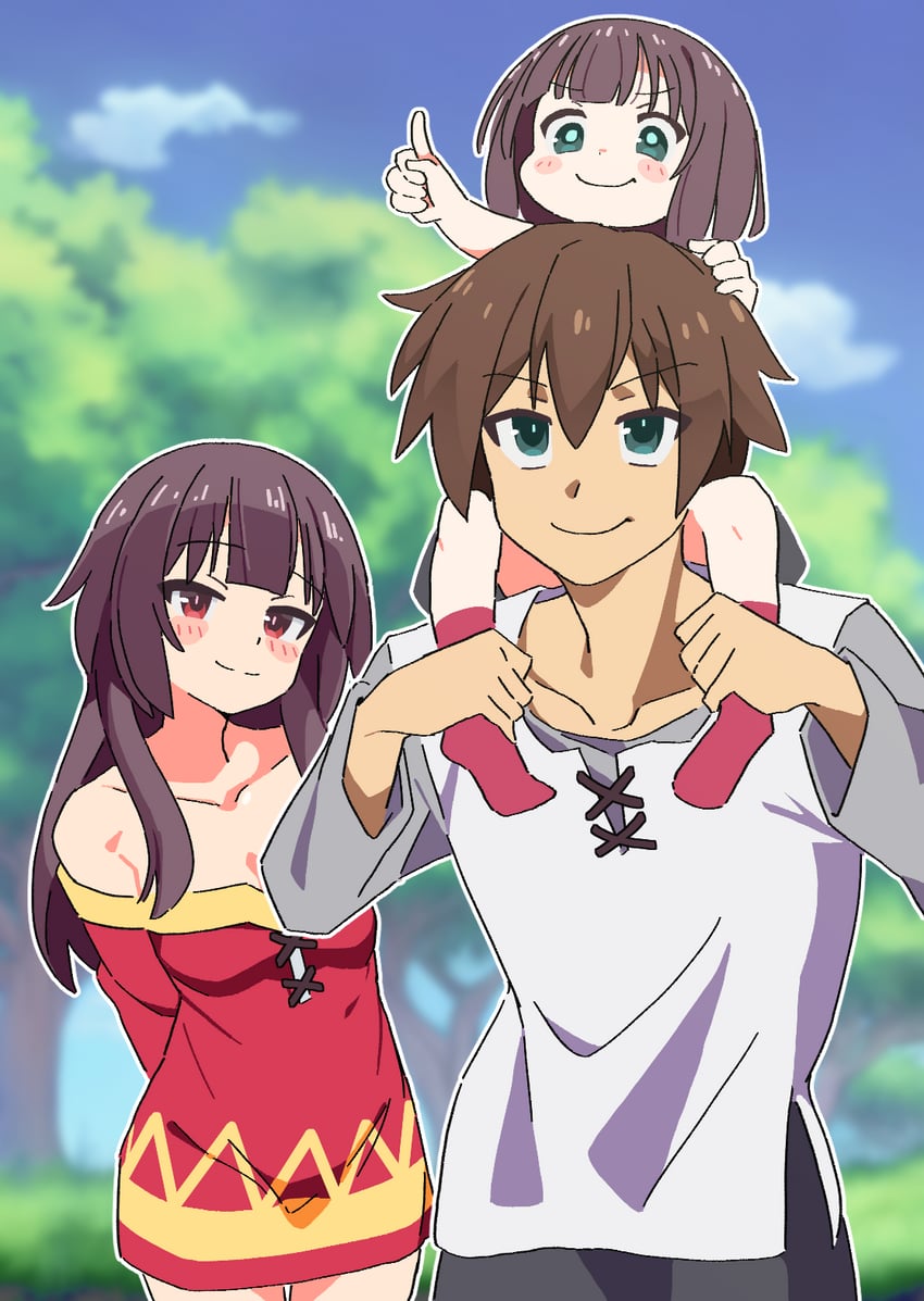 megumin and satou kazuma (kono subarashii sekai ni shukufuku wo!) drawn by noyama_takenoko