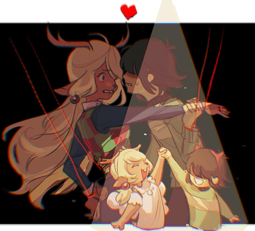 kris, noelle holiday, and soul (deltarune) drawn by titty_pizza