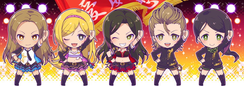 mukai takumi, kimura natsuki, fujimoto rina, matsunaga ryo, and yamato aki (idolmaster and 2 more) drawn by katsuma_rei