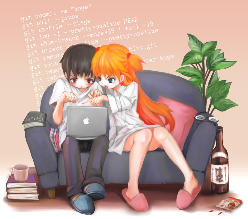 souryuu asuka langley and ikari shinji (neon genesis evangelion and 3 more) drawn by arie9
