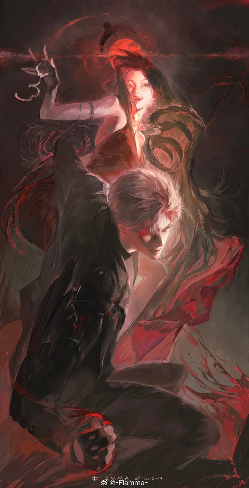 protagonist and sylus (love and deepspace) drawn by flamma_(immortalemignis)