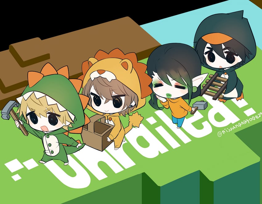 yumeoi kakeru, kagami hayato, hanabatake chaika, and ex albio (nijisanji and 1 more) drawn by ninahachi