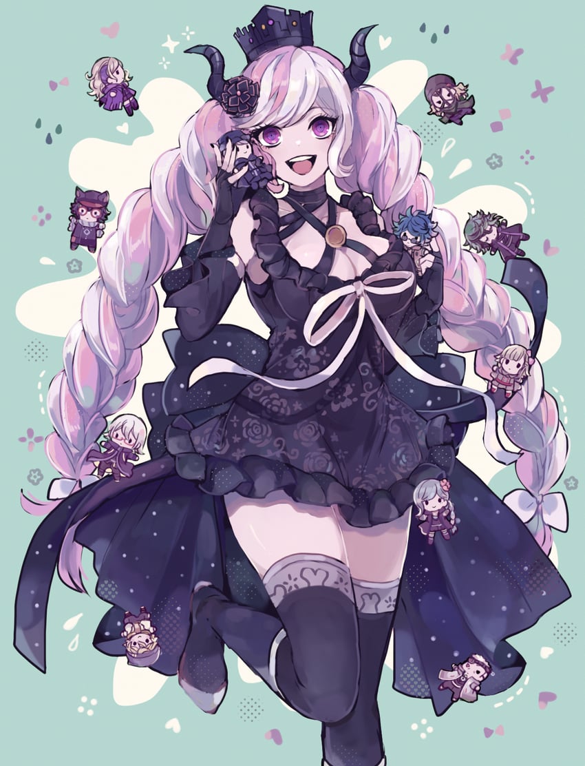 shinigami, yuma kokohead, halara nightmare, zilch alexander, vivia twilight, and 6 more (master detective archives: rain code) drawn by shiina_kimagure