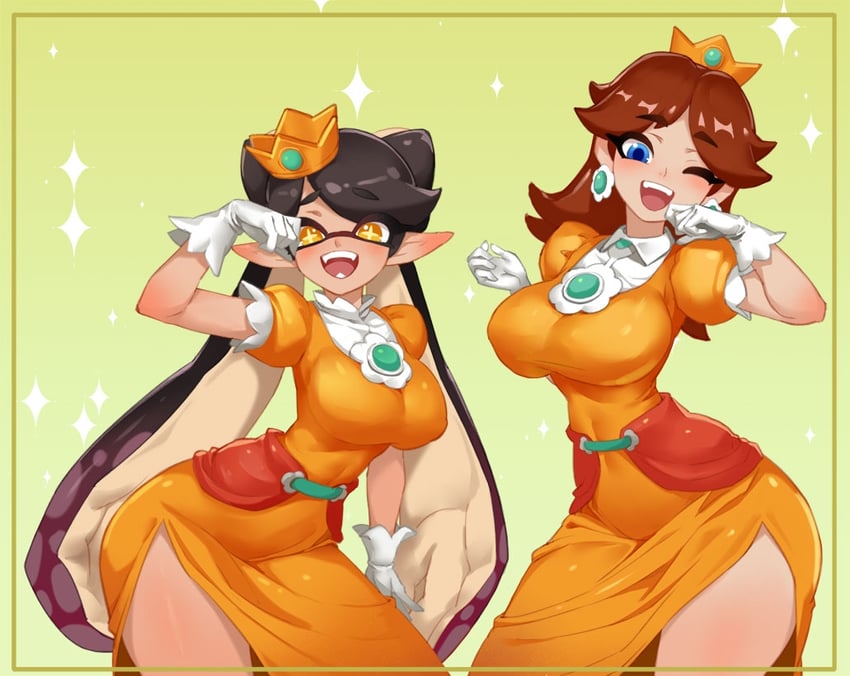 callie and princess daisy (splatoon and 1 more) drawn by little123blood