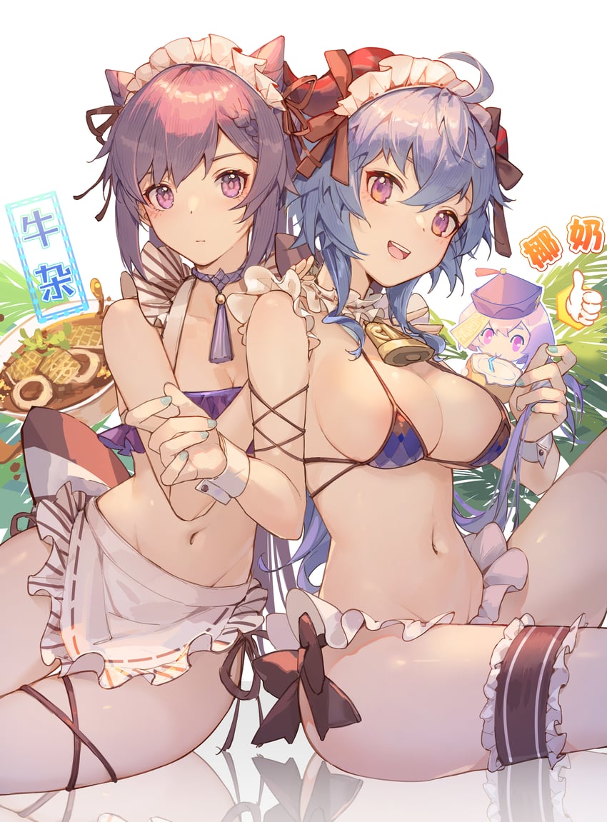 ganyu, keqing, and qiqi (genshin impact) drawn by kotatsu_kaya