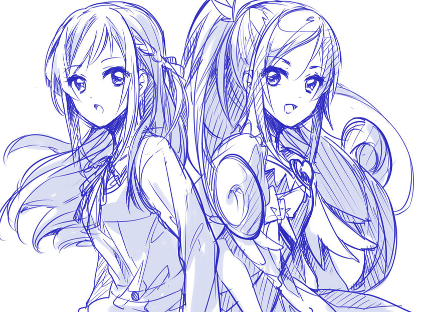 hishikawa rikka and cure diamond (precure and 1 more) drawn by hanpen_(smilhappy)