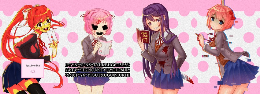 monika, natsuki, yuri, and sayori (doki doki literature club) drawn by monotsuki