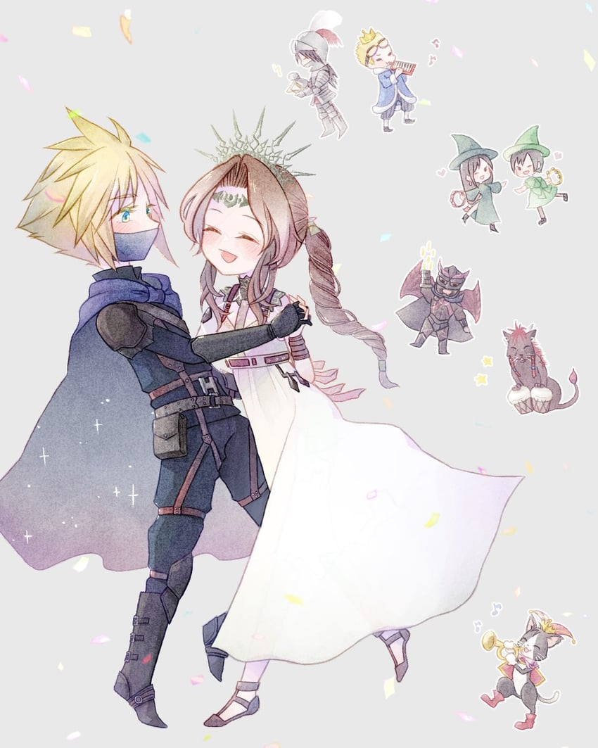 tifa lockhart, cloud strife, aerith gainsborough, yuffie kisaragi, vincent valentine, and 4 more (final fantasy and 3 more) drawn by bluelimbo8888