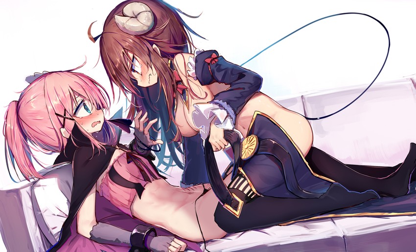 yoshida yuuko and chiyoda momo (machikado mazoku) drawn by beize_(garbage)