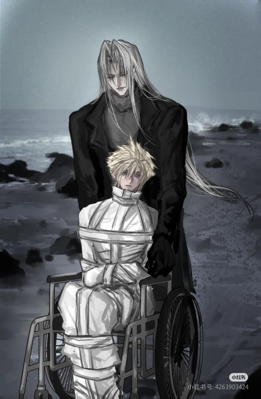 cloud strife and sephiroth (final fantasy and 1 more) drawn by sapulaisimie