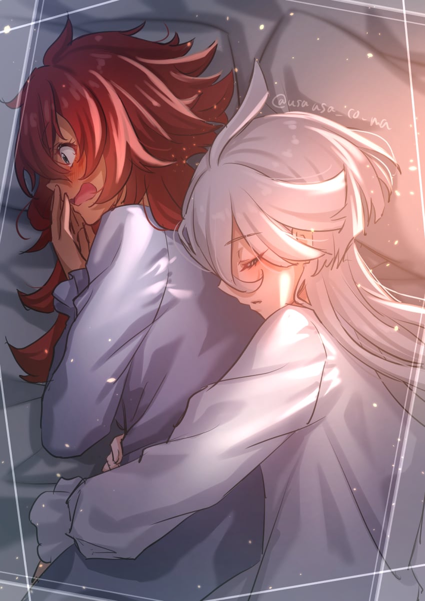 suletta mercury and miorine rembran (gundam and 1 more) drawn by sorata_(usausa)