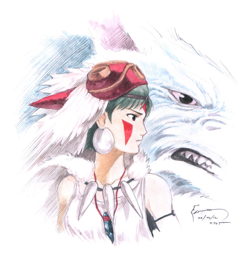 san and moro (studio ghibli and 1 more) drawn by dominic_ian_cabatit