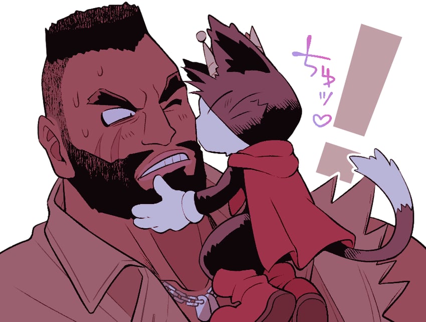 barret wallace and cait sith (final fantasy and 1 more) drawn by minashirazu