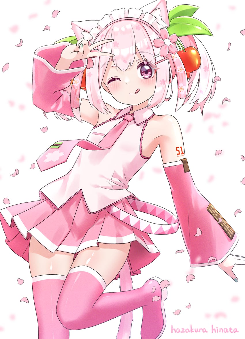 hatsune miku, sakura miku, and hinata (original and 1 more) drawn by hazakura_hinata