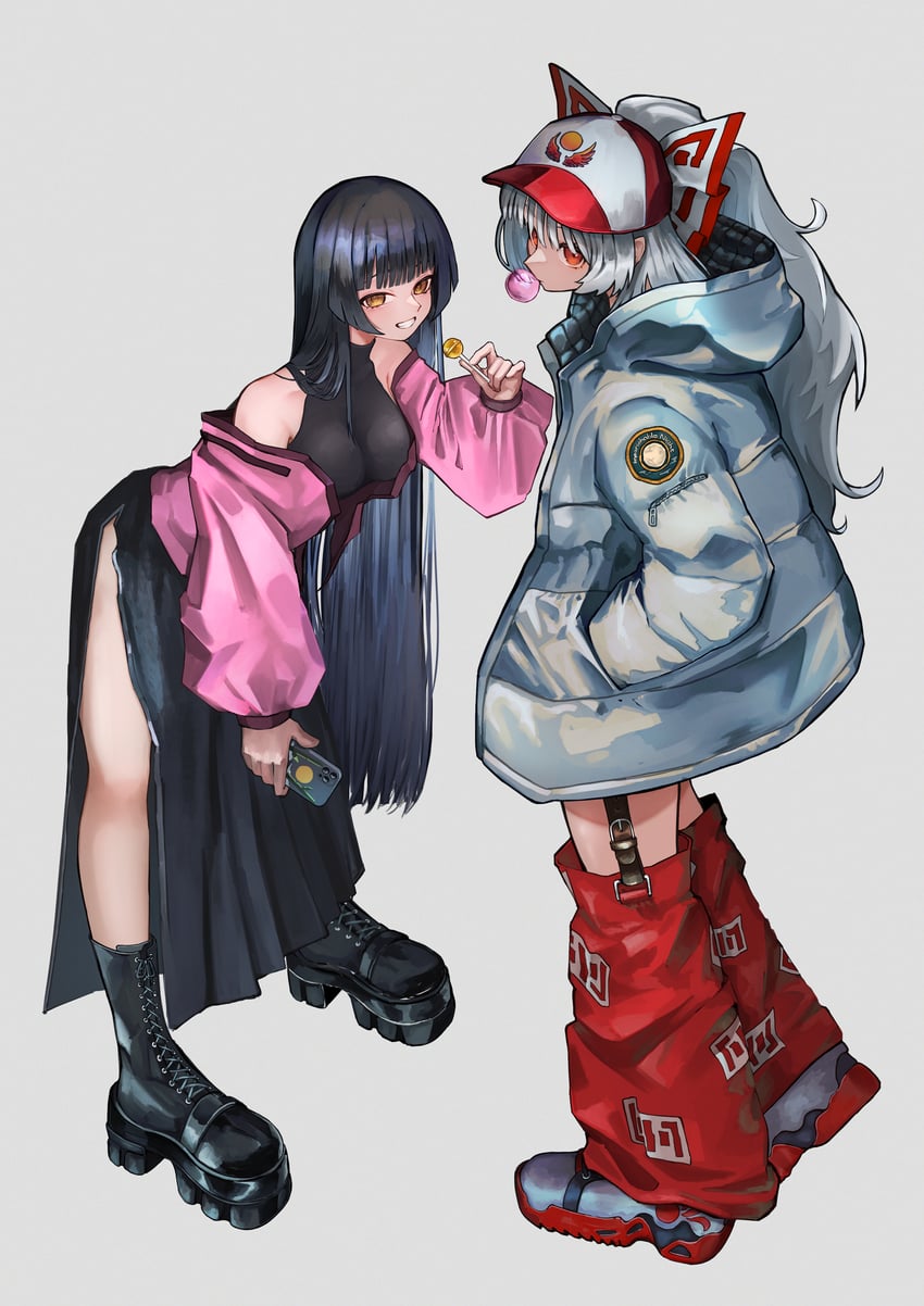 fujiwara no mokou and houraisan kaguya (touhou) drawn by dedemaru