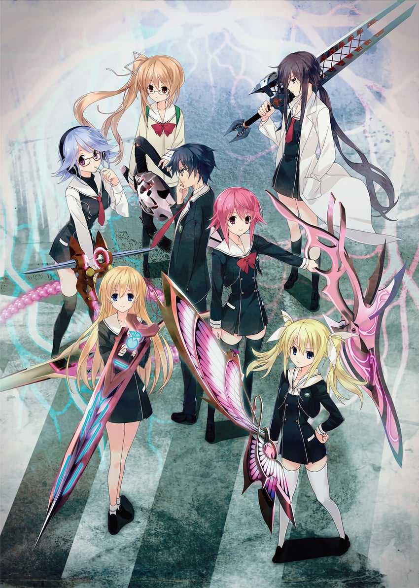onoe serika, miyashiro takuru, arimura hinae, kurusu nono, kazuki hana, and 2 more (chaos;child) drawn by sasaki_mutsumi