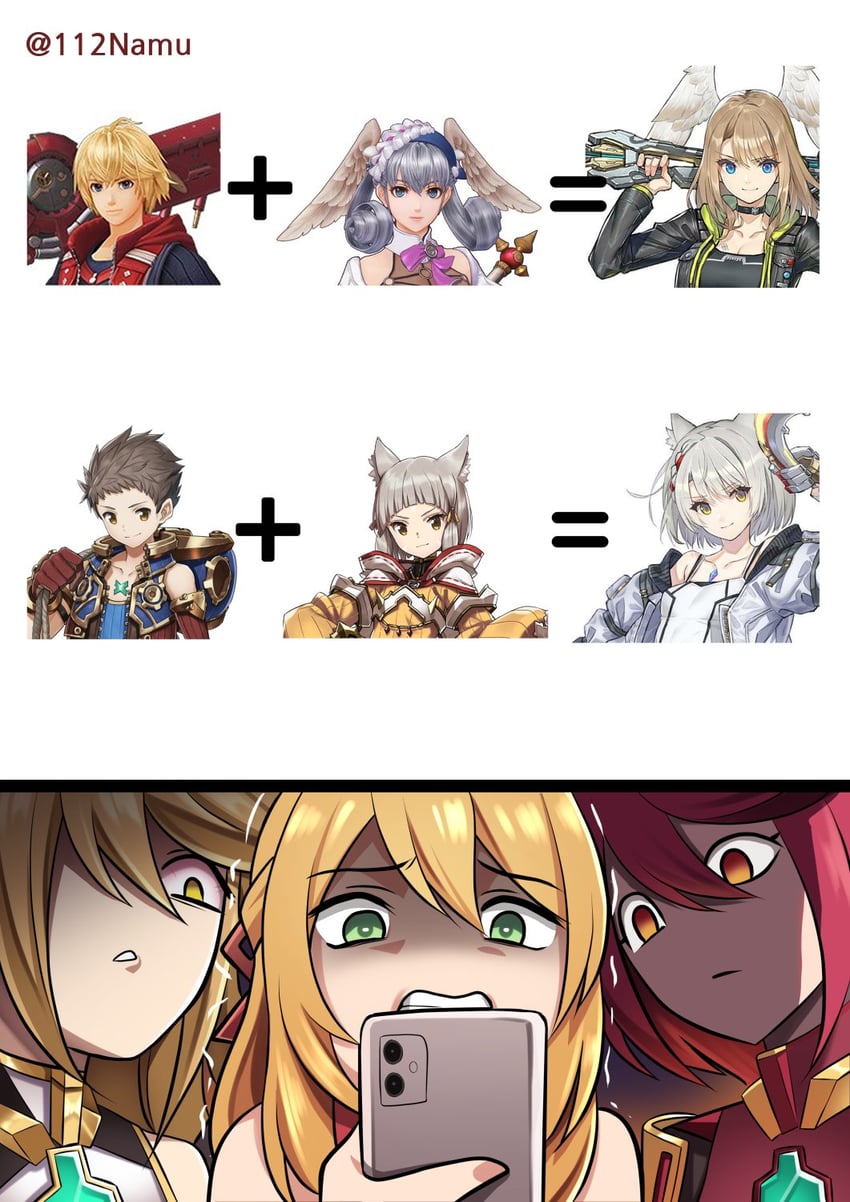 pyra, mythra, nia, rex, mio, and 4 more (xenoblade chronicles and 3 more) drawn by namu_(112namu)