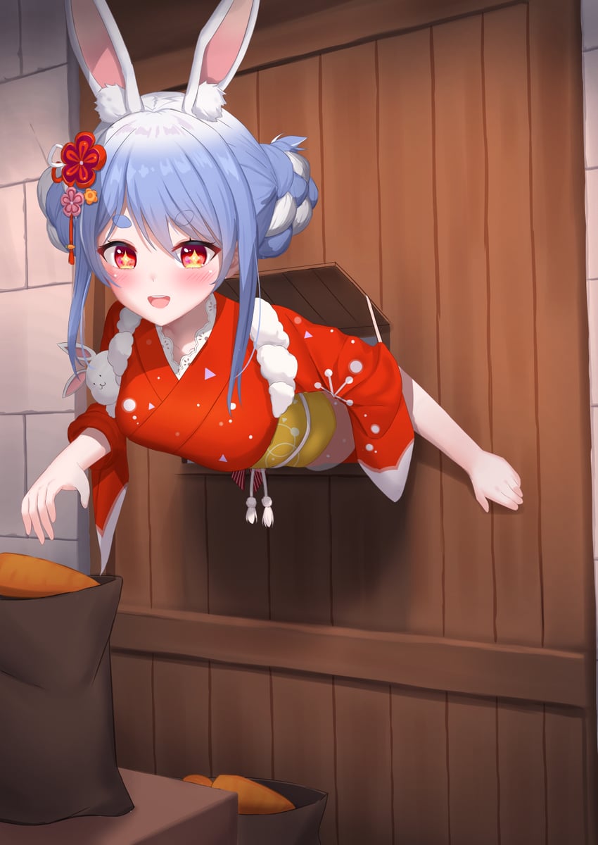 usada pekora and don-chan (hololive) drawn by white_clover_(unfy8472)