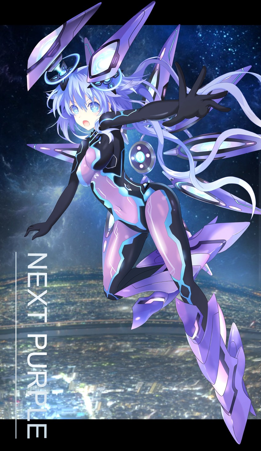 purple heart and next purple (neptune and 1 more) drawn by ramu-on@_shinon