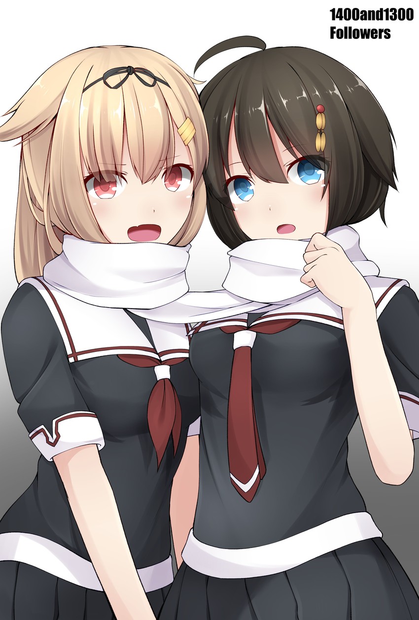 shigure, yuudachi, shigure kai ni, and yuudachi kai ni (kantai collection) drawn by hibiki_(zerocodo)
