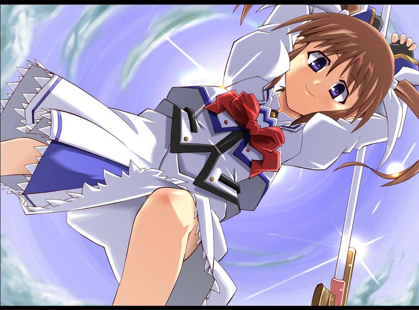 takamachi nanoha and raising heart (lyrical nanoha and 2 more) drawn by shin'ya_(nanp)