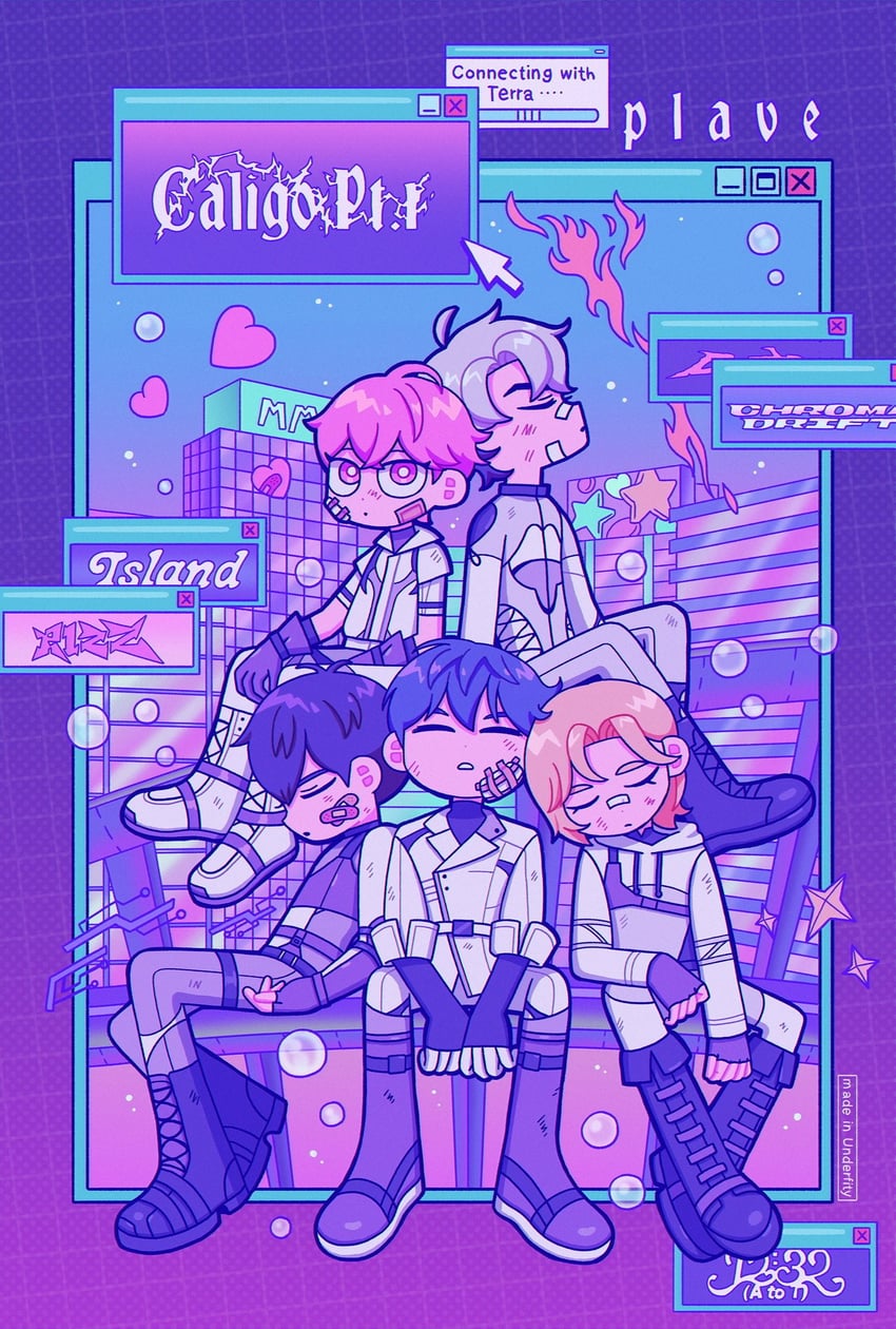 eunho, yejun, bamby, noah, and hamin (plave) drawn by ramdaram