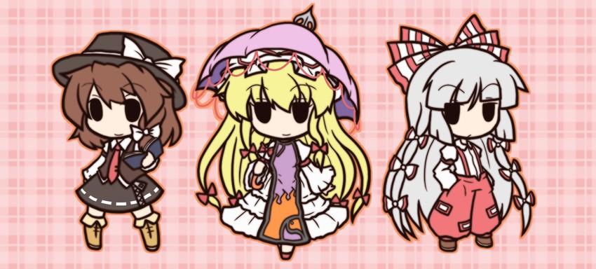 yakumo yukari, fujiwara no mokou, and usami renko (touhou) drawn by fushigi_ebi
