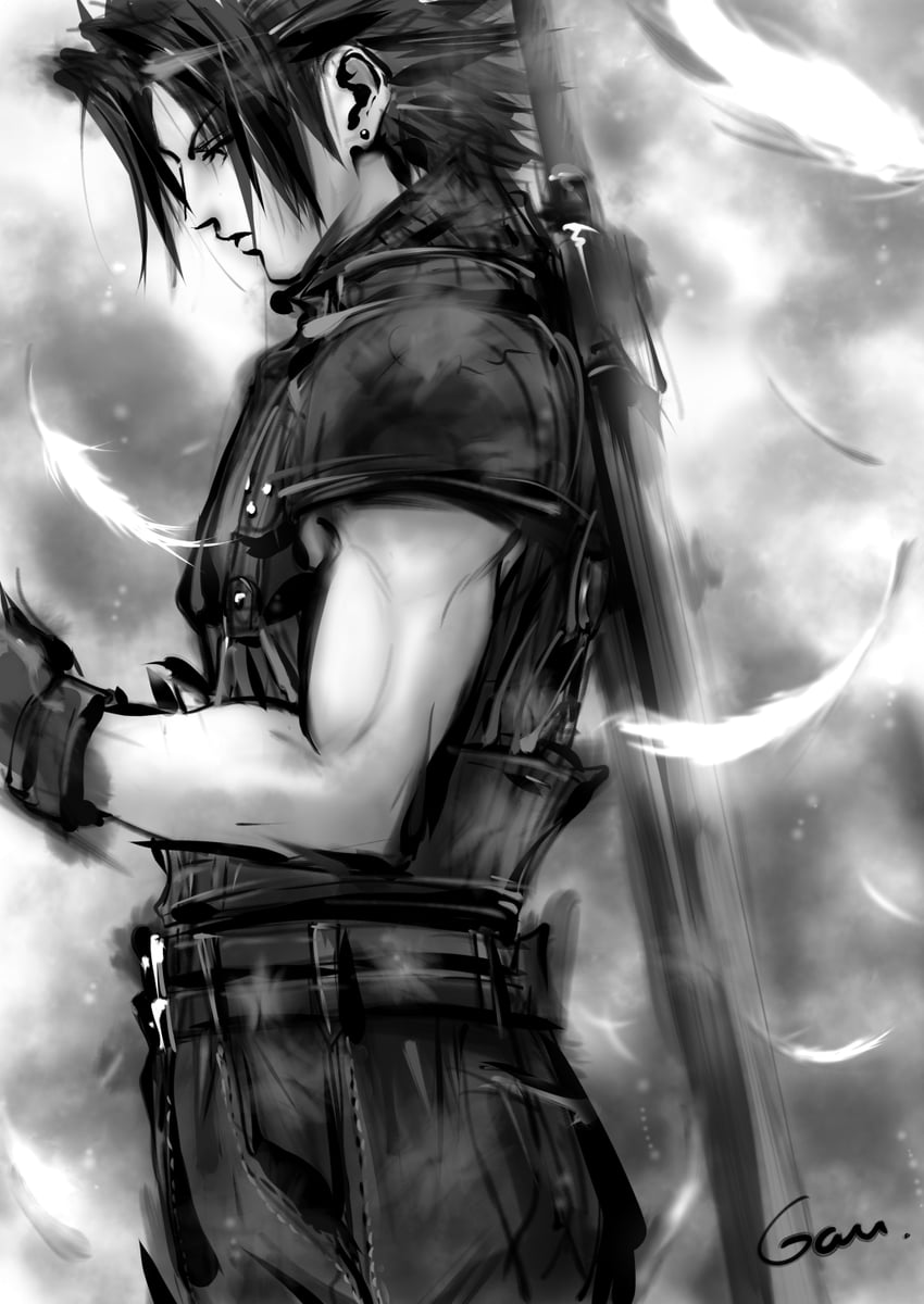 zack fair (final fantasy and 2 more) drawn by gaura_(wildxbabe)