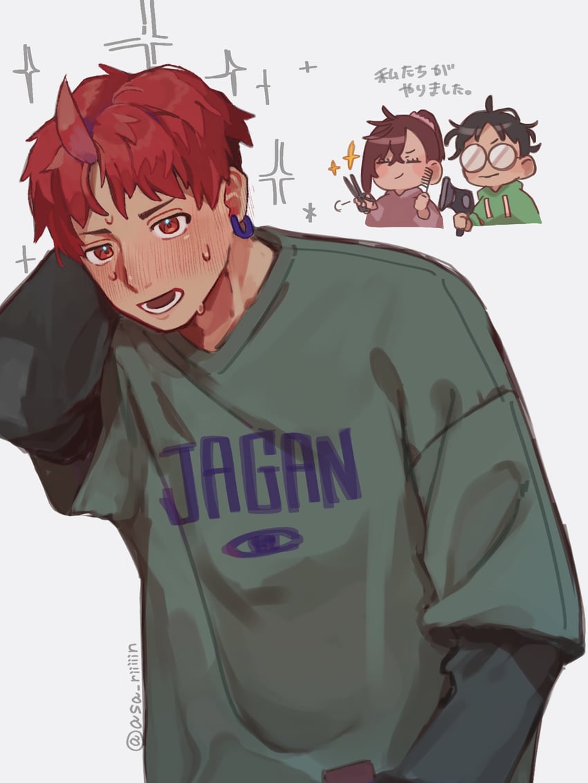 ayase momo, takakura ken, and enjoji jin (dandadan) drawn by asa_riiiiin