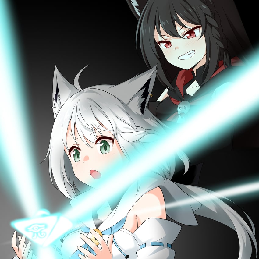 shirakami fubuki and kurokami fubuki (hololive and 2 more) drawn by felutiahime