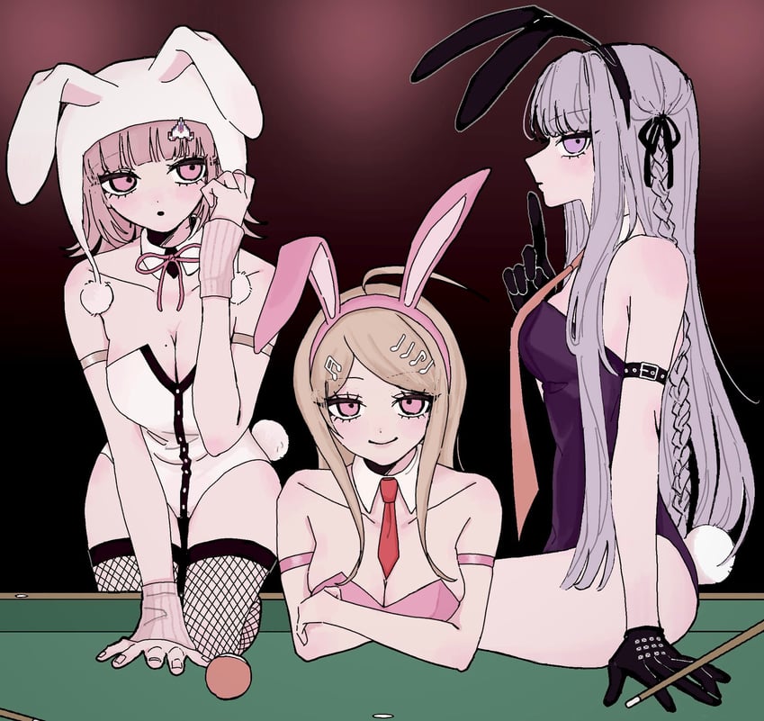 nanami chiaki, akamatsu kaede, kirigiri kyoko, and erika harlacher (danganronpa and 3 more) drawn by raamensusure