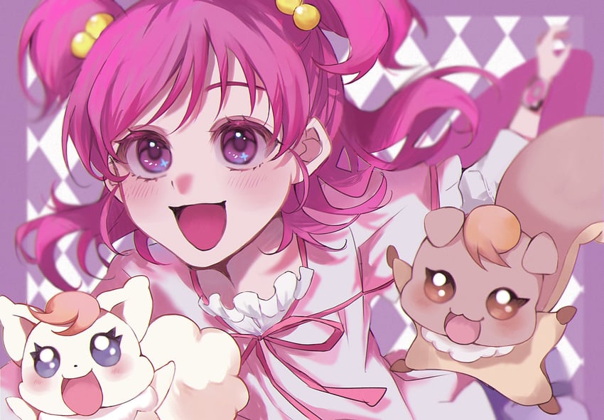 yumehara nozomi, coco, and nuts (precure and 1 more) drawn by mer_(zo_no_00)