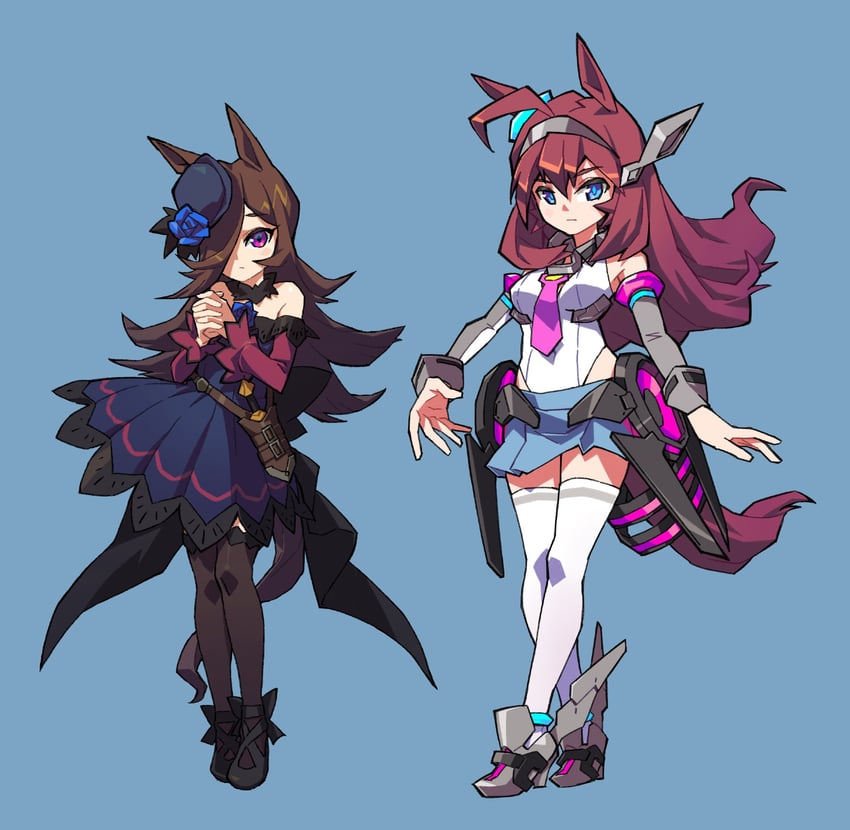 rice shower and mihono bourbon (umamusume) drawn by suzuhara_kenji