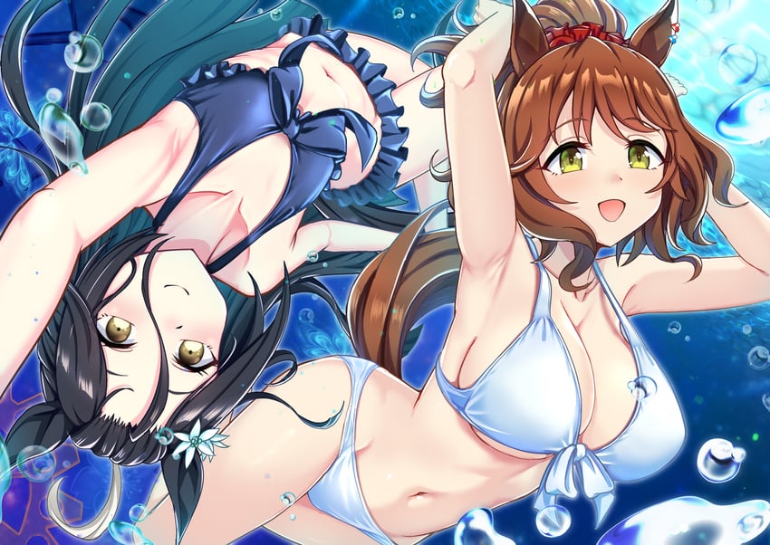 aston machan and manhattan cafe (umamusume) drawn by zenrakishi