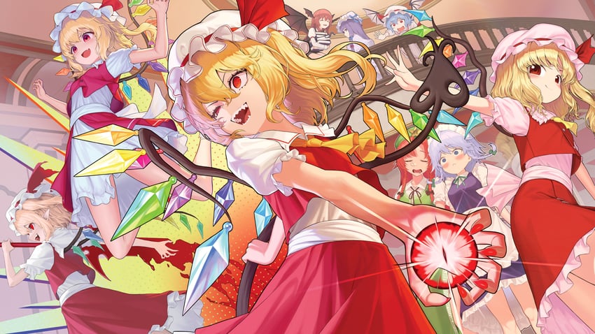 remilia scarlet, flandre scarlet, izayoi sakuya, patchouli knowledge, hong meiling, and 1 more (touhou and 1 more) drawn by pump_(iklee321)
